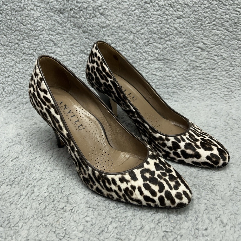 ANYI LU Animal Print Heels Womens US 6.5 EU 36.5‎ Suede Leather  Made in Italy